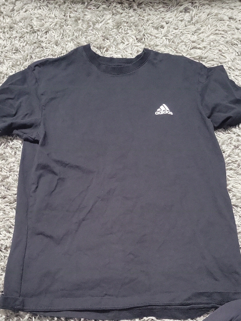 adidas Black Short Sleeve Tee with White Trefoil Logo